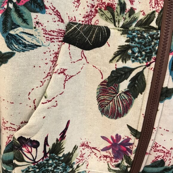 Cellabie sherpa coat women size 2XL floral midi hood full zip boho hippie cotton - Picture 5 of 12